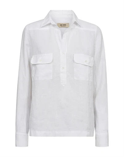 Mos Mosh - MMEnna Linen Pocket Bluse - White
